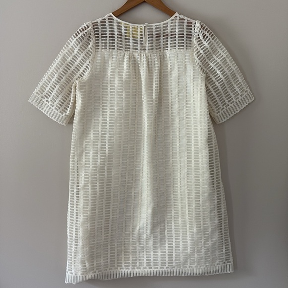Maeve Anthropologie Cream Overlay Weave Dress Short Sleeve Size M - Picture 10 of 14
